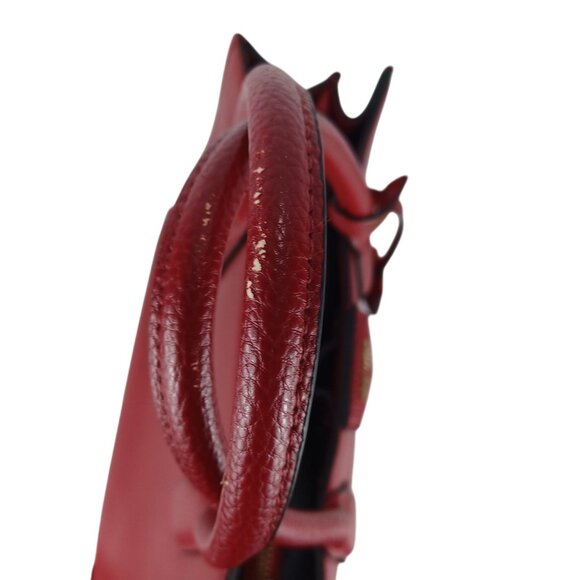 Nine West Tote Bag Satchel Purse Ruby Red Pebble Vegan Women's Medium - Picture 11 of 11